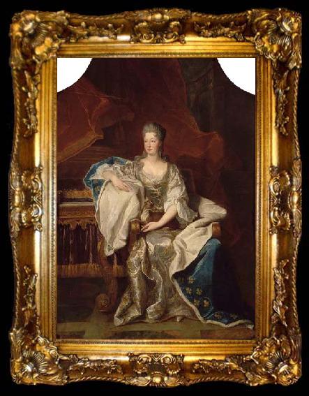 framed  Hyacinthe Rigaud Full portrait of Marie Anne de Bourbon Dowager Princess of Conti, ta009-2